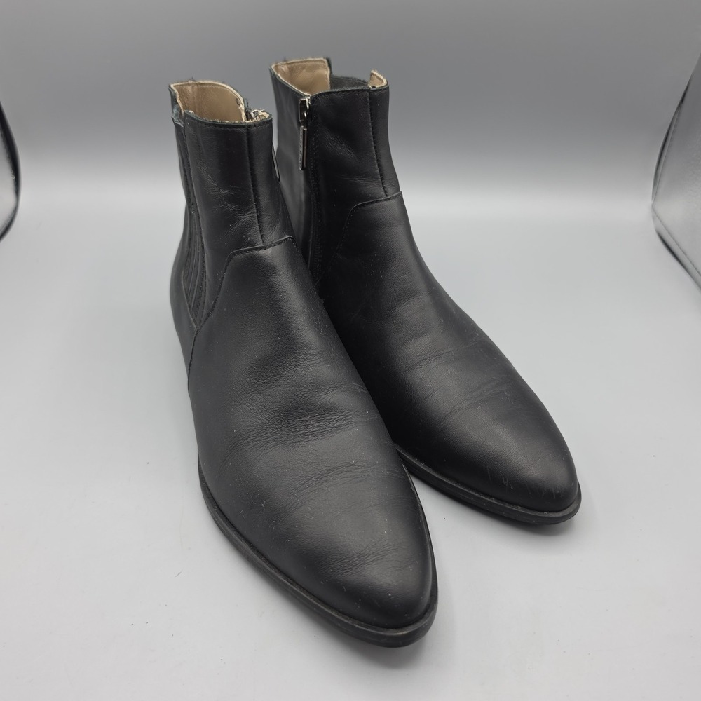 Italeau Booties Womens 38.5 Black Leather Italian Almond‎ Toe